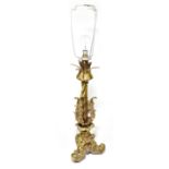 An ornate heavy brass table lamp, height 55cm.