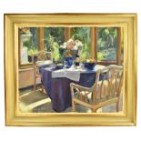 EDWARD NOOTT RBSA (born 1965); oil on canvas, still life study, a dining room table set with a
