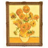 AFTER VINCENT VAN GOGH; oil on canvas, sunflowers, 76 x 59.5cm, framed.Additional InformationImage