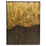 PIERO MONTANELLI (Contemporary); oil on canvas, abstract study in gold and black, signed with