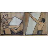 WILLIE RODGER RSA (1930-2018); pair of limited edition wood cuts, 'Paper Making I' & 'Paper Making
