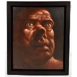 PETER HOWSON OBE (Scottish, born 1958); oil on canvas, face study, signed, 30.5 x 25.5cm, framed. (