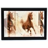 KRIS HARDY (born 1978); glazed oil on canvas, 'Chestnut Horse', signed lower right, 71.5 x 112cm,