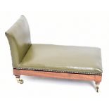 A 19th century rosewood adjustable footstool modelled as a chaise longue with studded upholstery