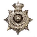 A Cheshire Regiment Fourth Volunteer Battalion silvered officer's helmet plate, 1887-1901 with three