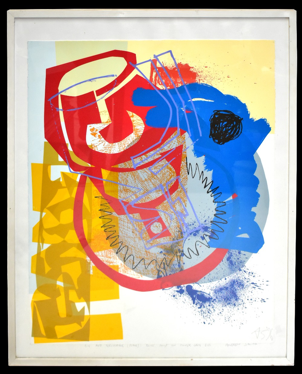 ANDREW SMITH (Contemporary); lithograph, 'Big Red Percolator (Plane): Blue Point on Silver Grey