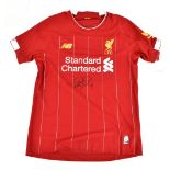 VIRGIL VAN DIJK; a New Balance Liverpool 2019-20 season child’s home shirt signed to front, size