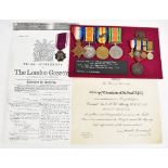 A WWI and WWII medal group of four awarded to 1960 Cpl. W. Braithwaite Manchester Regiment with