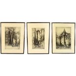 HEDLEY FITTON; three artist proof engravings, Tollbooth Edinburgh, Advocates Close Edinburgh and