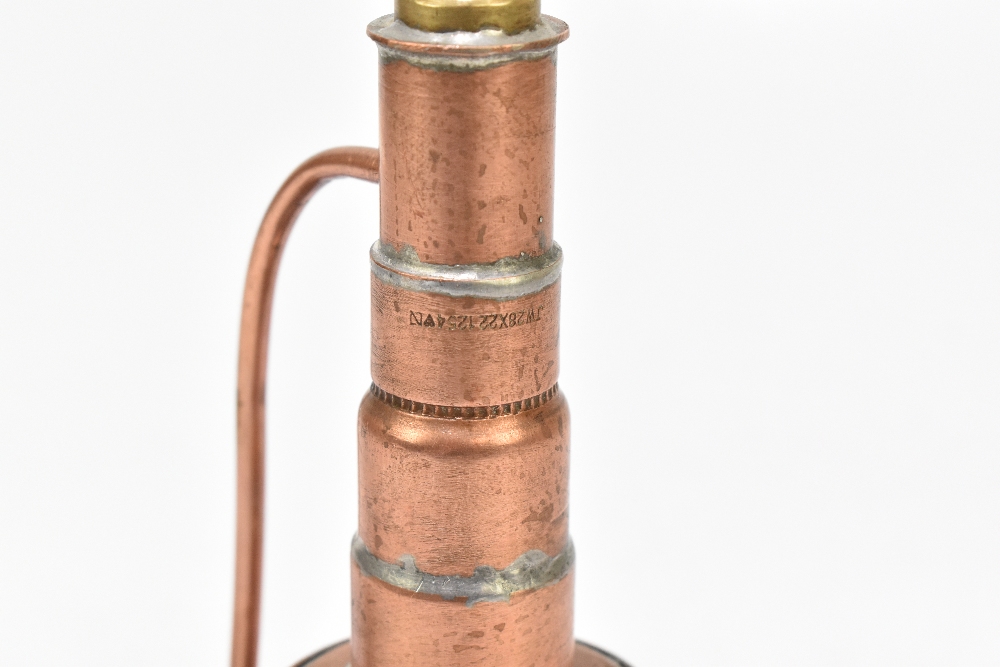 A contemporary scratch built steam engine, with copper chimney, raised on a black painted wooden - Image 4 of 4