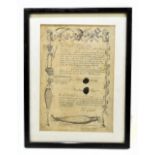 A 17th century Act for Burying in Woollen certificate of Richard Lyon of The Parish of Prescott,