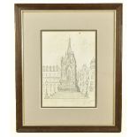 ARTHUR DELANEY (1927-1987); pencil sketch, 'The Albert Memorial, Albert Square, Manchester',