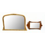 A reproduction yew wood Georgian style fret wall mirror of rectangular form, height 64cm, width 36.