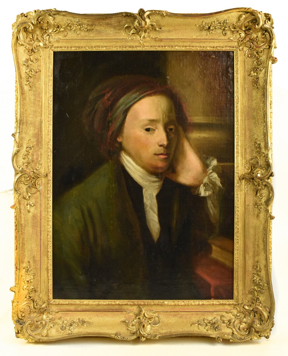 18TH CENTURY ENGLISH SCHOOL; oil on canvas laid on board, portrait study, unsigned, 62 x 45cm,