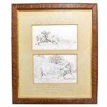 GLH; an interesting pair of pen and ink horse racing studies, both signed with initials and dated