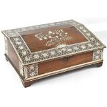 A late 18th/early 19th century Anglo-Indian padauk and ivory inlaid Vizagapatam writing slope,