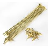 A set of eleven contemporary brass stair rods and fixings, length 72.4cm (11).