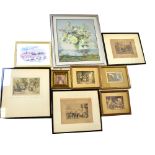 A quantity of prints, engraving and small watercolours, Henry G Walker; Cockington (Devon),