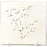 BRUCE LEE; a cut piece of paper bearing signature and inscribed, 'To Jane, the best to you,