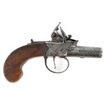 A late 18th/early 19th century flintlock muff pistol with 1.