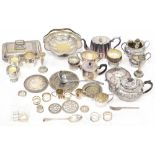 A quantity of silver plated ware to include flatware, part tea sets, sugar tongs, ladles,