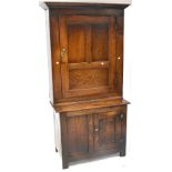 A late 18th century oak kitchen food storage cabinet,