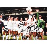 LEEDS UNITED; a reproduced photograph of the team celebrating the 1972 FA Cup Final victory,