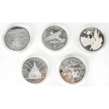 WESTMINSTER MINT; five silver proof commemorative coins,