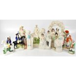 A group of seven late 19th/early 20th century Staffordshire figures and flatbacks to include Lord