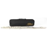 An SMS Academy Scholarship Series silver plated flute in padded travel case.