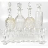 A pair of cut glass decanters,