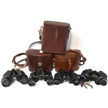 Four pairs of vintage binoculars to include cased Carl Zeiss Jena Deltrintem 8x30, cased J.T.