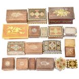 Various modern decorative boxes to include Sorrento ware,