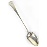 A late 18th century hallmarked silver basting spoon with monogrammed finial, Thomas Northcote,