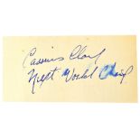 CASSIUS CLAY (MUHAMMAD ALI); a cut piece of paper bearing the signature of Cassius Clay inscribed,