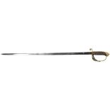 A British 1854 pattern infantry officer's sword, the etched blade with crowned VR cipher,