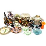A quantity of vintage ceramics to include Wade and Staffordshire lustre vases, a shaving mug,