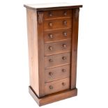 A 19th century mahogany Wellington chest of seven drawers,