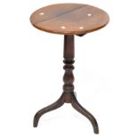 A 19th century circular occasional table to turned and tripartite base,