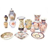 Various antique and modern Oriental ceramics to include two Japanese Imari pattern vases,