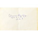 CHARLIE PARKER; a folded single piece of paper signed with details of his address in New York City,