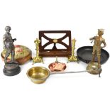 A collection of various items to include two early 20th century non-matching spelter figures of