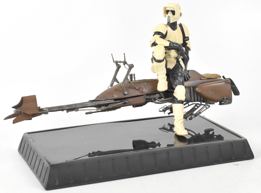 A boxed Star Wars Scout Trooper and Speeder Bike statue by Gentle Giant Ltd, height 21cm.