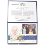 WESTMINSTER MINT; the Queen Mother's 100th birthday hand painted £5 gold coin cover,