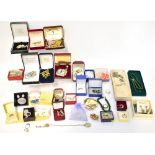 Various items of boxed costume jewellery to include silver rings, necklaces, brooch, earrings,