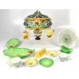 A quantity of Carlton cabbage ware ceramics to include oval plates with applied tomato decoration,