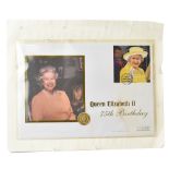 WESTMINSTER MINT; a Queen Elizabeth 75th Birthday £25 proof gold coin first day cover,