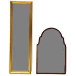 A modern gilt framed wall-hanging dressing mirror with bevelled plate and gadrooned decoration to