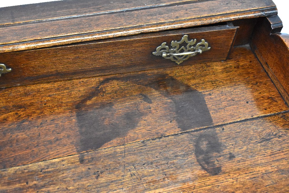 A George III style oak break-front sideboard comprising galleried back of three drawers above - Image 2 of 5