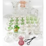 A quantity of vintage glassware to include pressed glass basket,